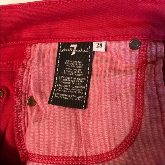 7 For All Mankind Red Skinny Jeans - Picture 6 of 7